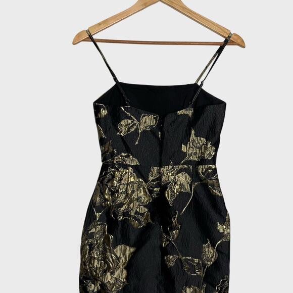Lulus Charming Beauty XS Black Gold Floral Maxi Dress Wedding Guest V-Neck - Picture 9 of 11